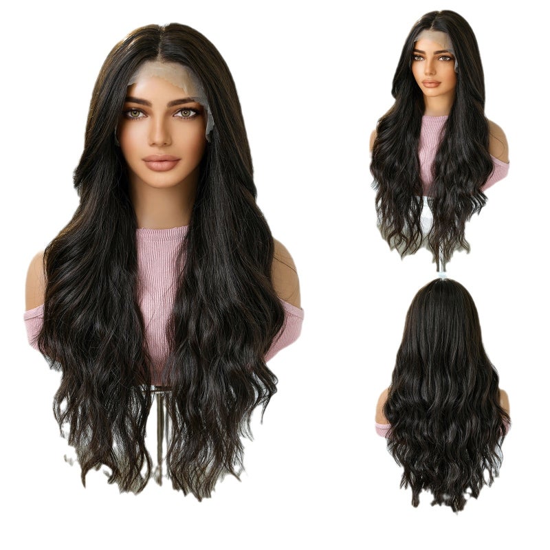 EMMOR Cross-Border 13*6 Large Area Front Lace Wig, Medium Part, Highlighted Golden Color, Fluffy Long Curly Hair - Image 5
