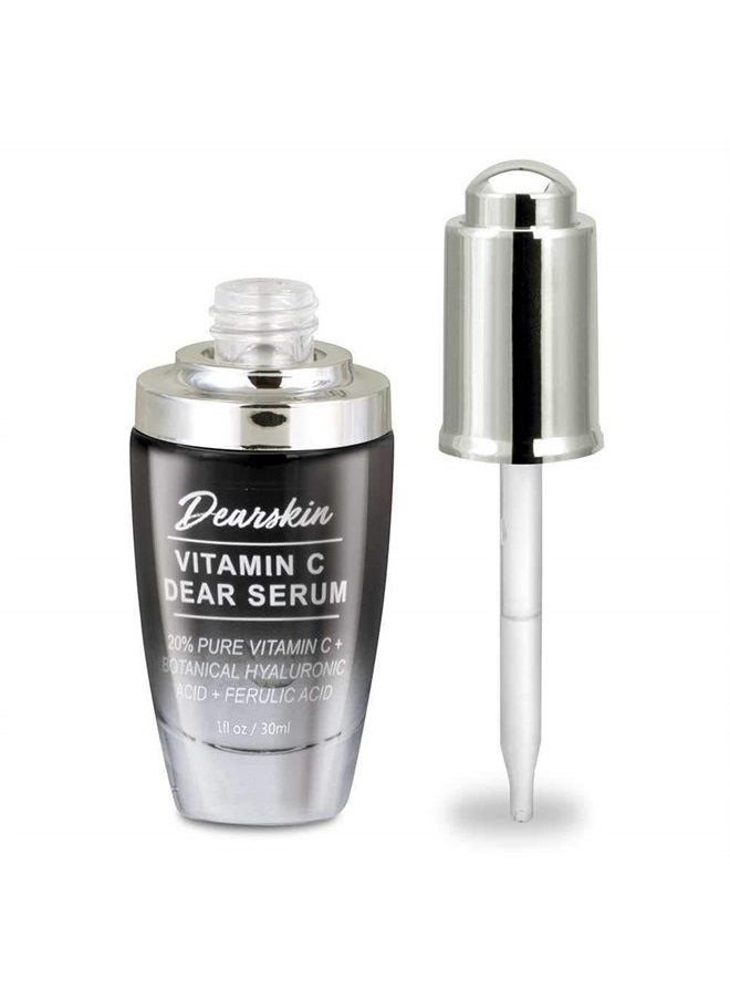 Dearskin - Vitamin C Serum 20% - PURE L-ASCORBIC ACID, Ferulic Acid, Hyaluronic Acid Botanic, Vitamin E Organic Cruelty Free for Face and Neck Best Antioxidant, Treatment for Wrinkles, Men and Women - Image 1