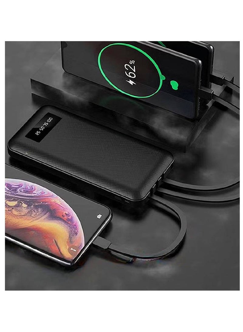 أيرلدوم Earldom PB-41 باور بانك سعة 10000 مللي أمبير في الساعة مزود بـ 3 كابلات شحن مدمجة وشاشة LCD باللون الأسود - Image 2