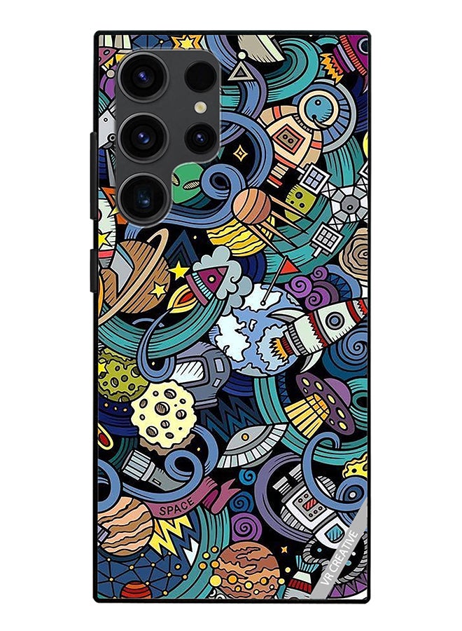 VR CREATIVE Protective Case Cover For Samsung Galaxy S24 Ultra Cartoon Doodles Design Multicolour - Image 1