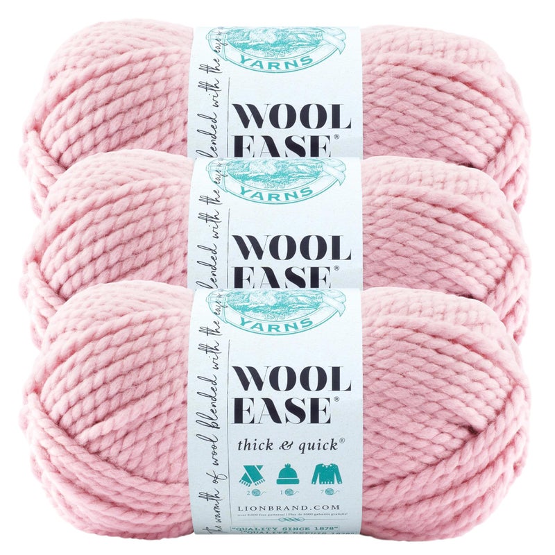 Lion Brand Yarn خيوط ليوين براند وول إيز سميكة وسريعة خيوط ناعمة وسميكة للحياكة والكروشيه والحرف 3 عبوات بلوسوم