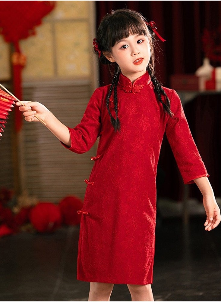 Al Aoyama Girls retro cheongsam dress, Chinese style modified Chinese dress, performance costume, red  - Image 2