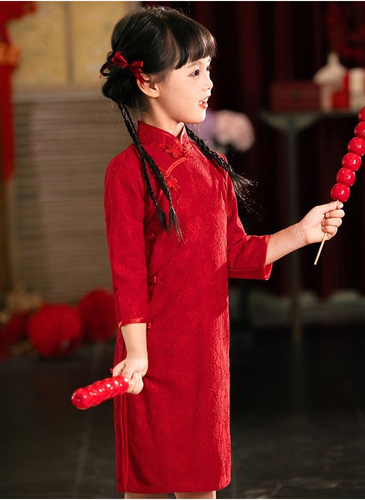 Al Aoyama Girls retro cheongsam dress, Chinese style modified Chinese dress, performance costume, red  - Image 3