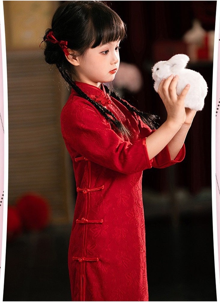 Al Aoyama Girls retro cheongsam dress, Chinese style modified Chinese dress, performance costume, red  - Image 4