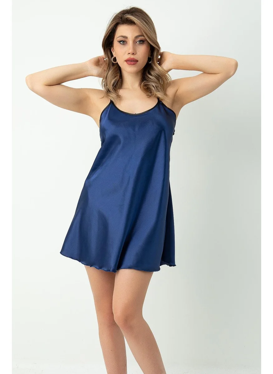 دو رى مى Mini Satin Nightgown with Back Lace Detail