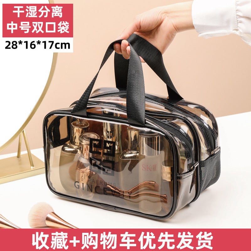 PVC Single-Layer Waterproof Cosmetic Bag, Large Capacity Transparent Travel Toiletry Storage Satchel