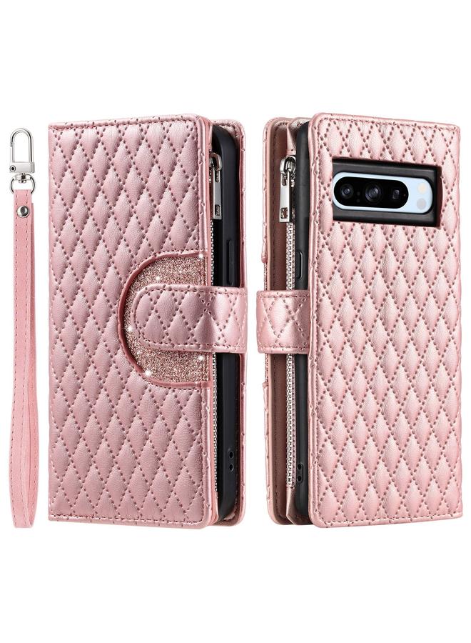 Green Tiger Case For Google Pixel 8 Pro Glitter Lattice Zipper Wallet Leather Phone Case - Image 3