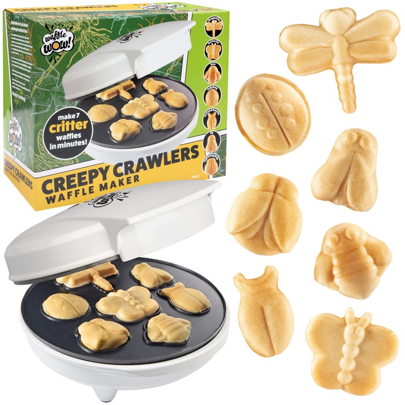 Waffle Wow! The Original Creepy Crawly Bug Waffle Maker 7 Summer Fun Different Insect Shaped Pancakes Includes a Beetle Lady Bug Bee  More Electric Nonstick Waffler Iron Morning Breakfast Treat or Kids Gift 