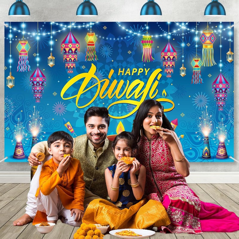 ARS Happy Diwali Backdrop for Home Diwali Banner Backdrop Festival of Lights Banner Deepavali Decorations Diwali Photo Booth Props Diwali Decorations - Image 5