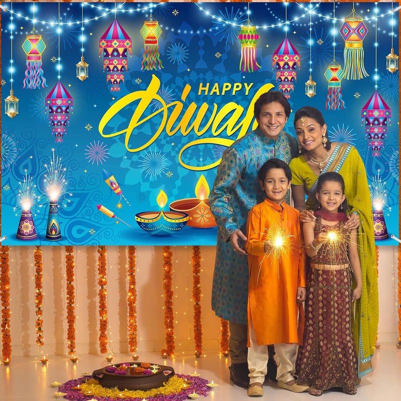 ARS Happy Diwali Backdrop for Home Diwali Banner Backdrop Festival of Lights Banner Deepavali Decorations Diwali Photo Booth Props Diwali Decorations - Image 3