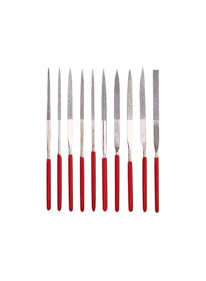 Yakamoz 10Pcs Mini Diamond Metal Files Set Micro Round Needle File Triangular Square Flat Riffler File Kit Wood Stone Glass Jewelry Fine File Tools for Jewelers Crafts Hobbies - 3x140mm - Image 1