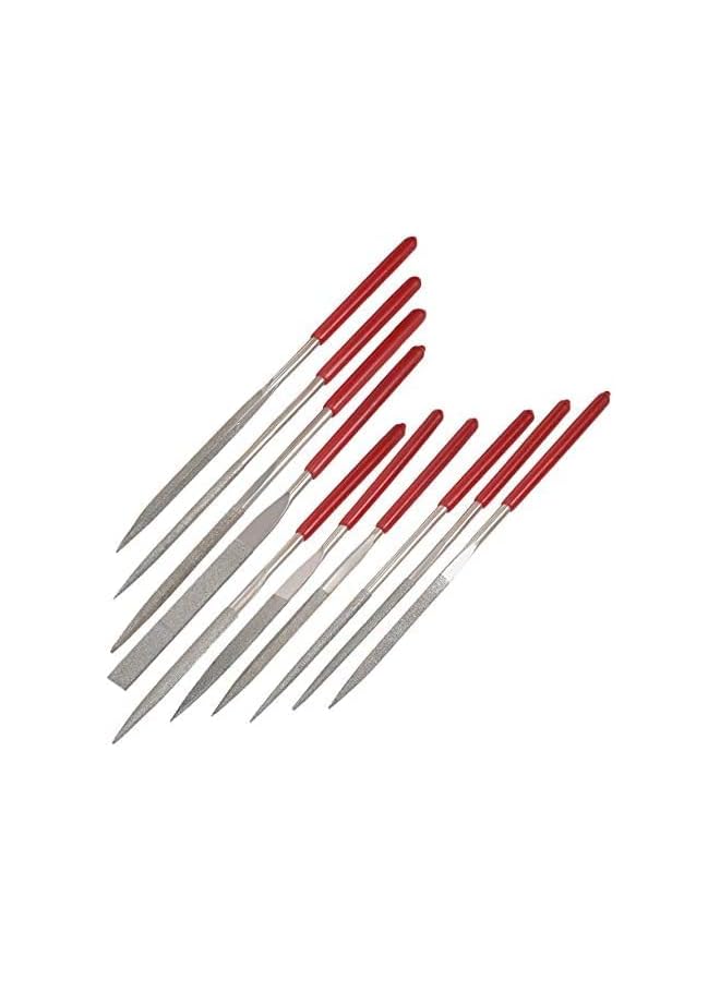 Yakamoz 10Pcs Mini Diamond Metal Files Set Micro Round Needle File Triangular Square Flat Riffler File Kit Wood Stone Glass Jewelry Fine File Tools for Jewelers Crafts Hobbies - 3x140mm - Image 3