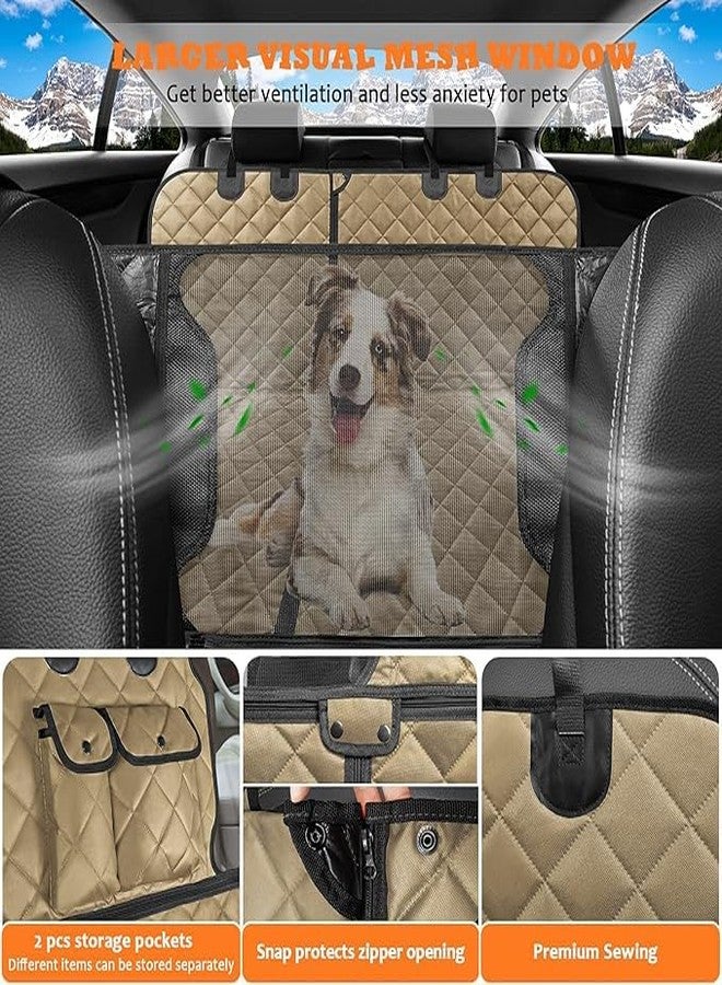 BLESSING PET SUPPLY 6-in-1 Dog Car Seat Cover for Back Seat, Waterproof Dog Car Hammock with Mesh Window, Non-Slip Pet Backseat Protector for Cars, Trucks and SUVs(Beige, 6 in 1 Dog CAR SEAT Cover) - Image 5