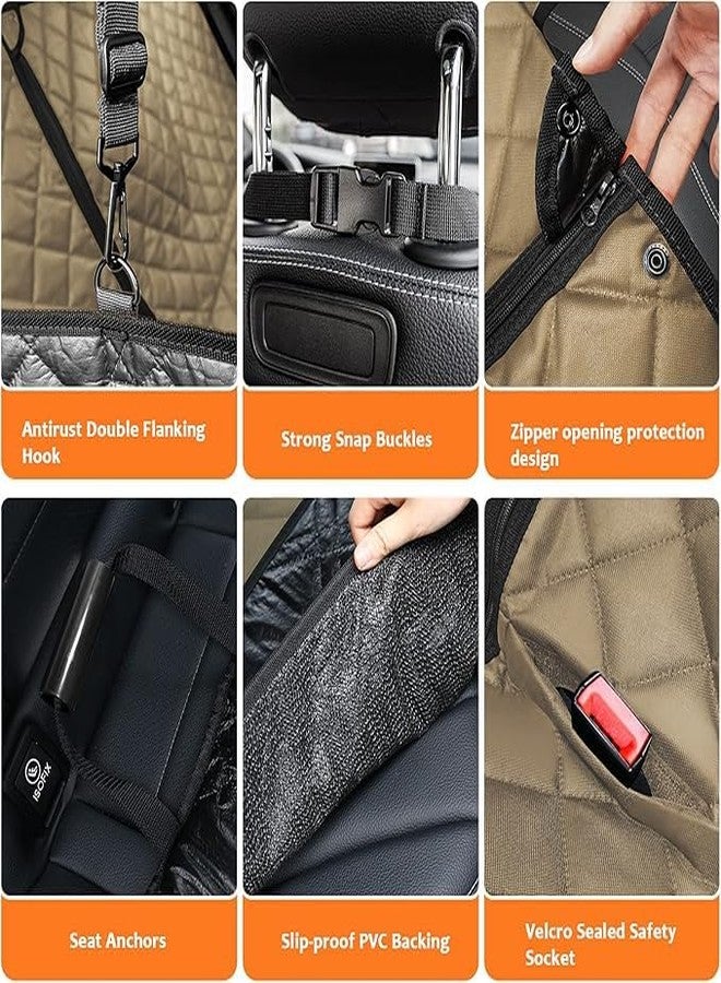 BLESSING PET SUPPLY 6-in-1 Dog Car Seat Cover for Back Seat, Waterproof Dog Car Hammock with Mesh Window, Non-Slip Pet Backseat Protector for Cars, Trucks and SUVs(Beige, 6 in 1 Dog CAR SEAT Cover) - Image 4
