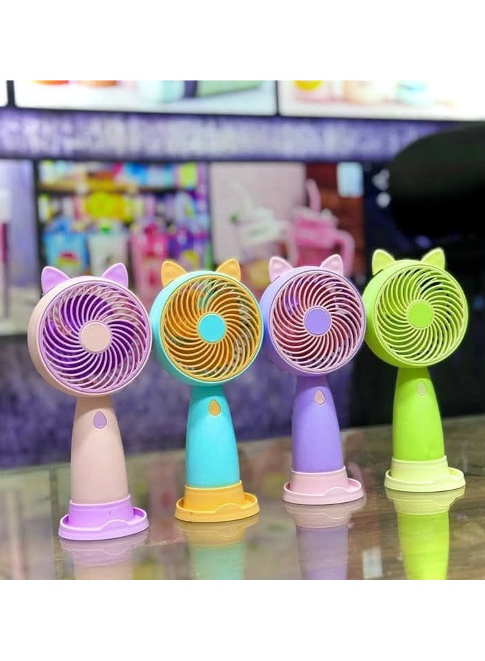 مروحة يد محمولة بشكل أذن قطه 🐾 بمدخل USB، تبريد عالي السرعة + حامل موبايل مكتبي... كيوت، عملية، ومثالية للسفر والمكتب - Image 2