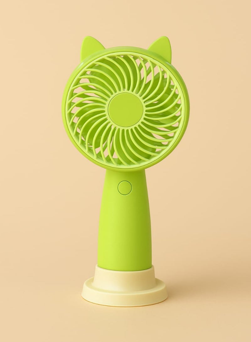 مروحة يد محمولة بشكل أذن قطه 🐾 بمدخل USB، تبريد عالي السرعة + حامل موبايل مكتبي... كيوت، عملية، ومثالية للسفر والمكتب - Image 1