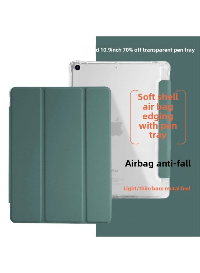 Suitable For 2022 IPad10.9 Protective Cover IPad10.2 Airbag Anti-fall Shell Flat Air5 Protective Shell With Pen Slot-Color:Dark Night Green-Applicable Model:iPad Pro11 2021/2020/2018 Transparent Pen Slot - Image 2