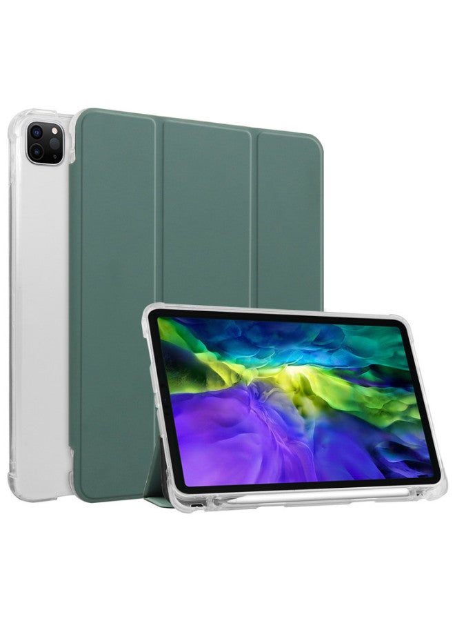 Suitable For 2022 IPad10.9 Protective Cover IPad10.2 Airbag Anti-fall Shell Flat Air5 Protective Shell With Pen Slot-Color:Dark Night Green-Applicable Model:iPad Pro11 2021/2020/2018 Transparent Pen Slot - Image 1
