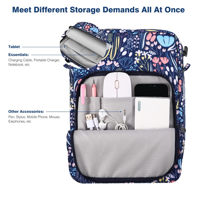 Dadanism Dadanism 9-11 Inch Tablet Sleeve Bag Carrying Case with Shoulder Strap for iPad 10th Gen 10.9", iPad 9/8/7th 10.2", iPad Air 11", iPad Pro 11", iPad Air 5/4, Galaxy Tab A9+ Plus 11", Night Blue  - Image 3