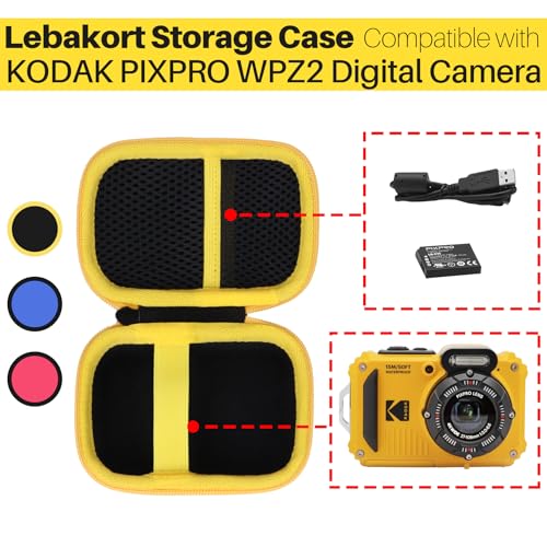 Lebakort Storage Case Compatible with KODAK PIXPRO WPZ2 Rugged Waterproof Shockproof Dustproof Digital Camera (Blue + Black Case) - Image 2