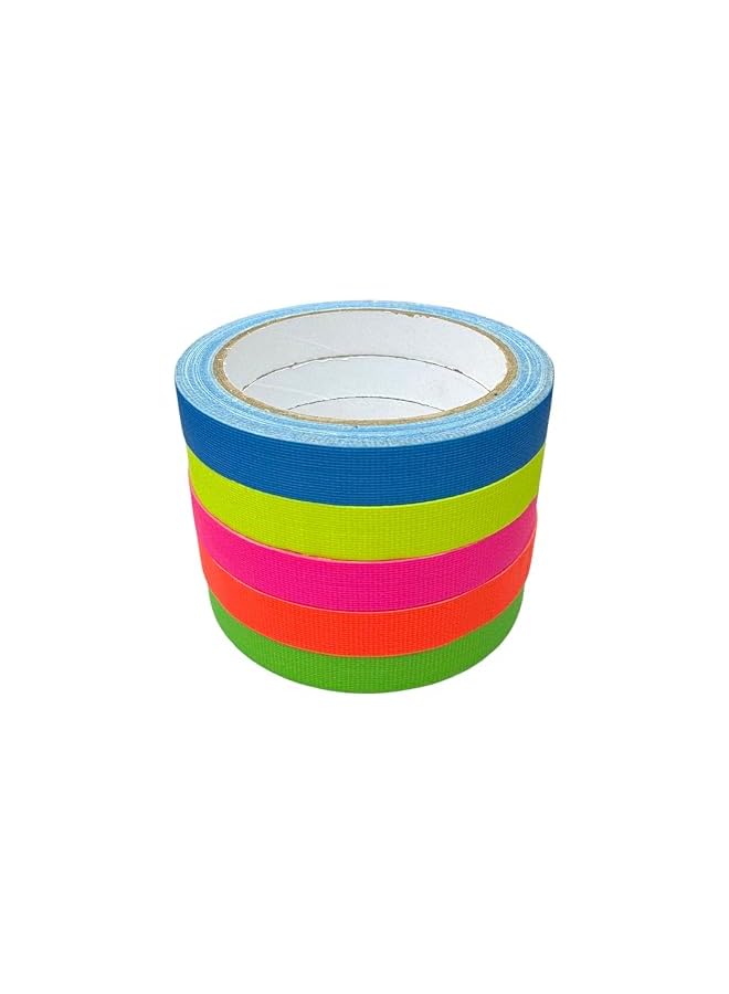 PROMASS Colored Gaffer Tape | Blue, Orange, Yellow, Pink & Green | Matte | No Residue | Easy Tear | Used for Masking, Marking, Labeling & Crafts | Width: 15mm | Length: 10m | 5 Rolls in 1 Pack  - Image 2