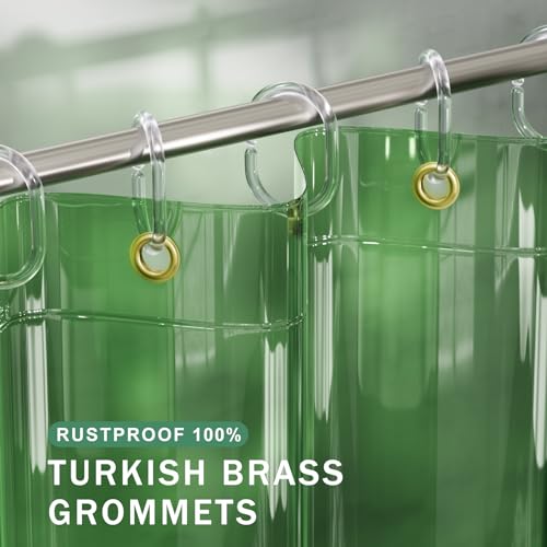 AmazerBath Long Shower Curtain Liner, 100% EVA Soft Clear Green Heavy Duty 78 inch Shower Curtain and Liner 2-in-1, 72x78 Plastic Bathroom Shower Curtain, 12 Rustproof Grommets & 3 Weighted Stones - Image 5