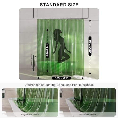 AmazerBath Long Shower Curtain Liner, 100% EVA Soft Clear Green Heavy Duty 78 inch Shower Curtain and Liner 2-in-1, 72x78 Plastic Bathroom Shower Curtain, 12 Rustproof Grommets & 3 Weighted Stones - Image 2