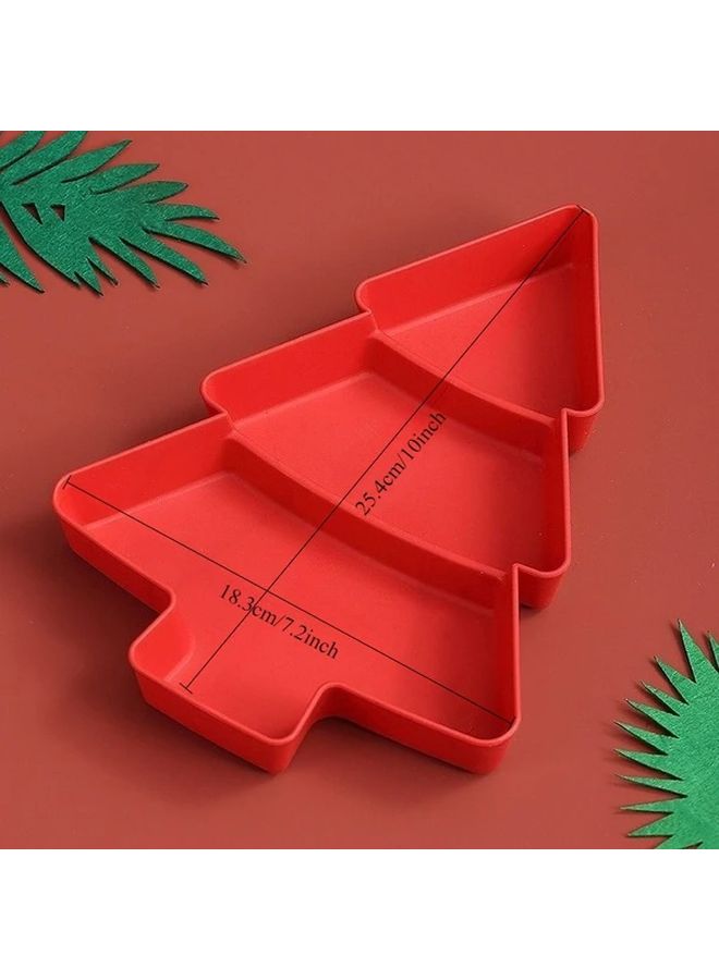 صينية تقديم شجرة عيد الميلاد الخضراء الأنيقة - صحن بلاستيكي آمن للطعام للفواكه والوجبات الخفيفة والحلويات بتصميم متعدد الأقسام لتزيين الحفلات في العطلات والتجمعات العائلية وعرض حلويات الكريسماس - أداة أساسية لتناول الطعام في المنزل خلال العطلات، أدوات تقديم متينة. - Image 3