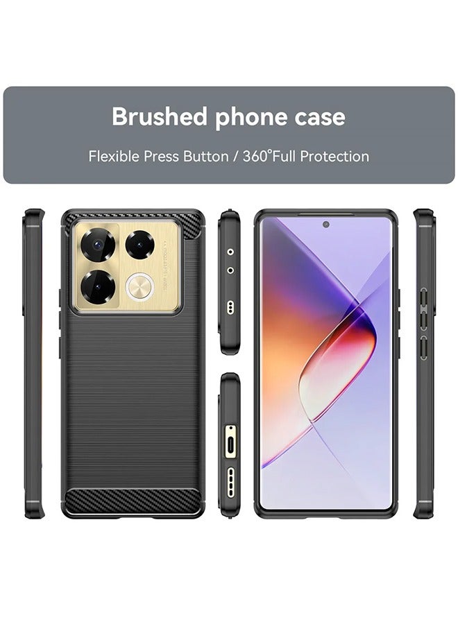Occuwzz Infinix Note 40 Pro 5G Phone Case 6.78 Inch TPU Shell Brushed Technology Texture Phone Case Carbon Fiber Trim Camera Lens Protruding Design Protect Lens Hard Phone Case Black - Image 3