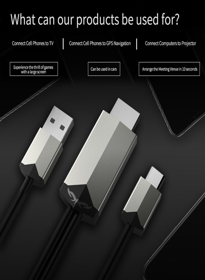 MiraScreen TC02 Type C to HD Video Cable USB C to HDTV Cable UHD 4K Mirroring USB Powered Compatible with MacBook Pro 2020/2019, iPad Pro, MacBook Air 2020, Chromebook Pixel, Samsung S20, Huawei Mate 30 - Image 3