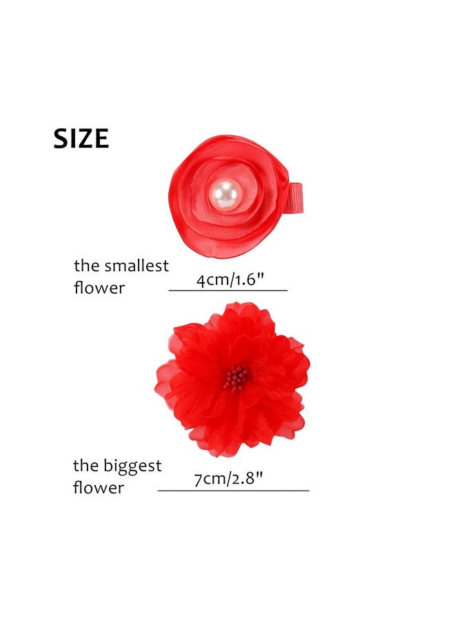 Cinaci 24 Pack Colorful Chiffon Rose Daisy Flower Hair Bows Fully Lined Alligator Hair Clips Handmade Soft Floral Small Hair Barrette Hair Pin Accessories for Baby Girls Newborns Infants Toddlers Kids - Image 2