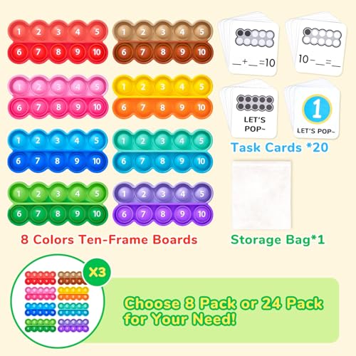 Joycat TenFrame Math Learning Tools for Elementary8 Ten Frames and 20 Task Cards Math Counting Games with for Preschool Kindergarten Classroom Learning Activities Kids Ages 35 - Image 5
