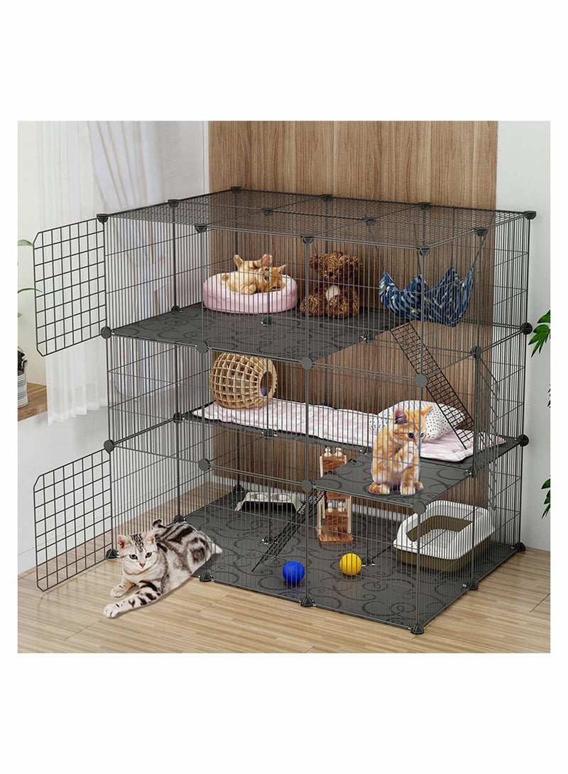 رف سياج حيوانات أليفة ثلاثي الطبقات DIY للحيوانات الصغيرة الأرنب الجرو الحيوانات الأليفة - Image 1