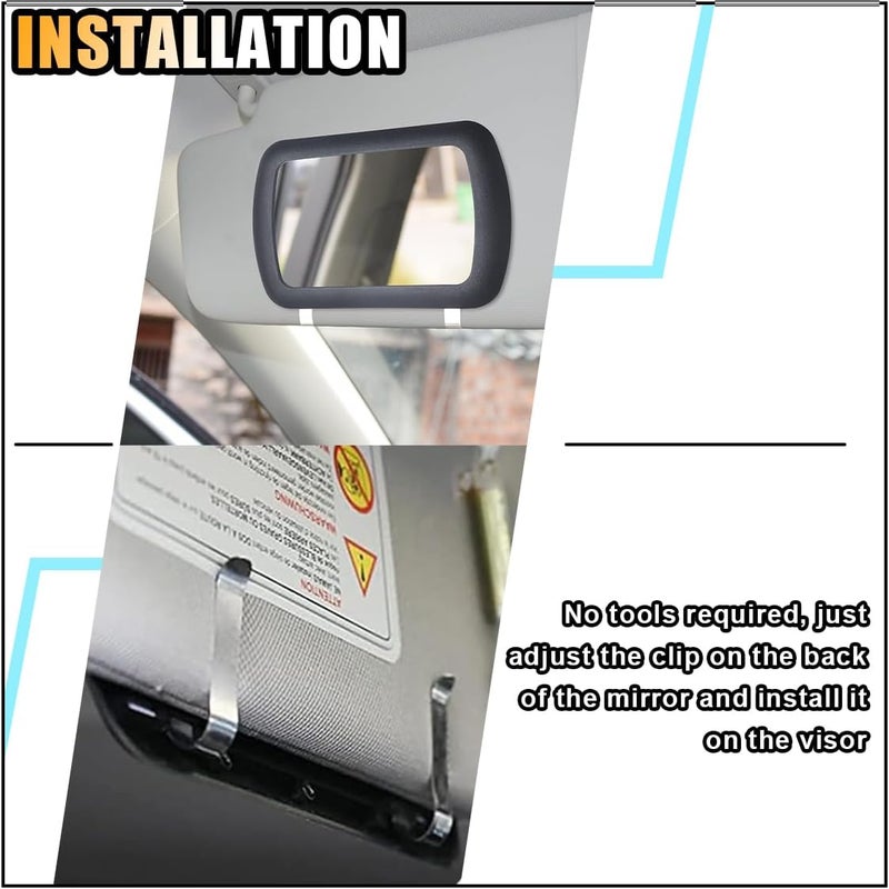 smilfuy Car Sun Visor Vanity Mirror, Universal HD Travel Makeup Mirror, Clip-on Sun-Shading Cosmetic, Deluxe Car Travel Interior for Women & Men, Rear View for Car Truck SUV - Image 5