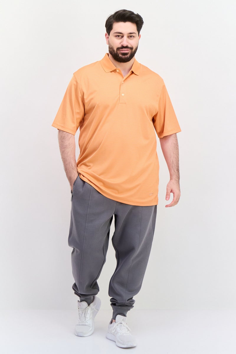 Greg Norman قميص بولو رياضي للرجال بتصميم لائق، مخطط، برتقالي - Image 4