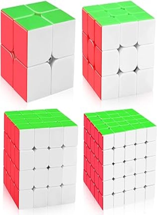 D-FantiX Speed Cube Set, Meilong MF2S 2x2 MF3S 3x3 MF4S 4x4 MF5S 5x5 Stickerless Speed Cubes Bundle with Gift Box