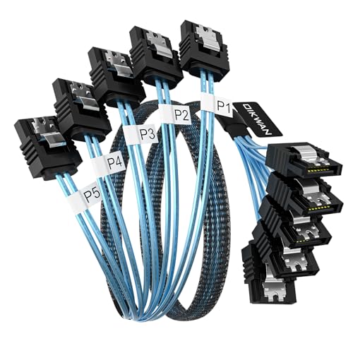 OIKWAN SATA-III Cable, 5Pcs/Set 6Gb/s -SATA Cable, 7pin Flexible SATA Cable, Straight SATA Data Cable Replacement for Bitcoin Computer-Server CD DVD Drives Raid HDD-SSD Data Cable (3.3FT) - Image 1