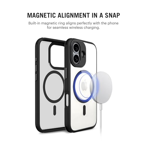 DailyObjects Polycarbonate Case for iPhone 16 Plus Compatible with Mag-Safe Wireless Charging | Black Hybrid Magnetic Armour Slim Shockproof Back Cover - Image 2