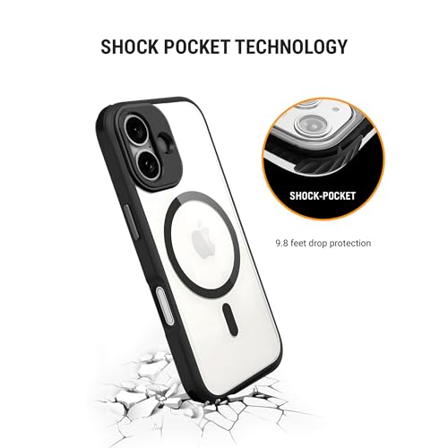 DailyObjects Polycarbonate Case for iPhone 16 Plus Compatible with Mag-Safe Wireless Charging | Black Hybrid Magnetic Armour Slim Shockproof Back Cover - Image 4
