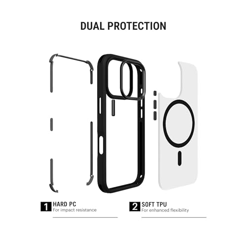 DailyObjects Polycarbonate Case for iPhone 16 Plus Compatible with Mag-Safe Wireless Charging | Black Hybrid Magnetic Armour Slim Shockproof Back Cover - Image 5
