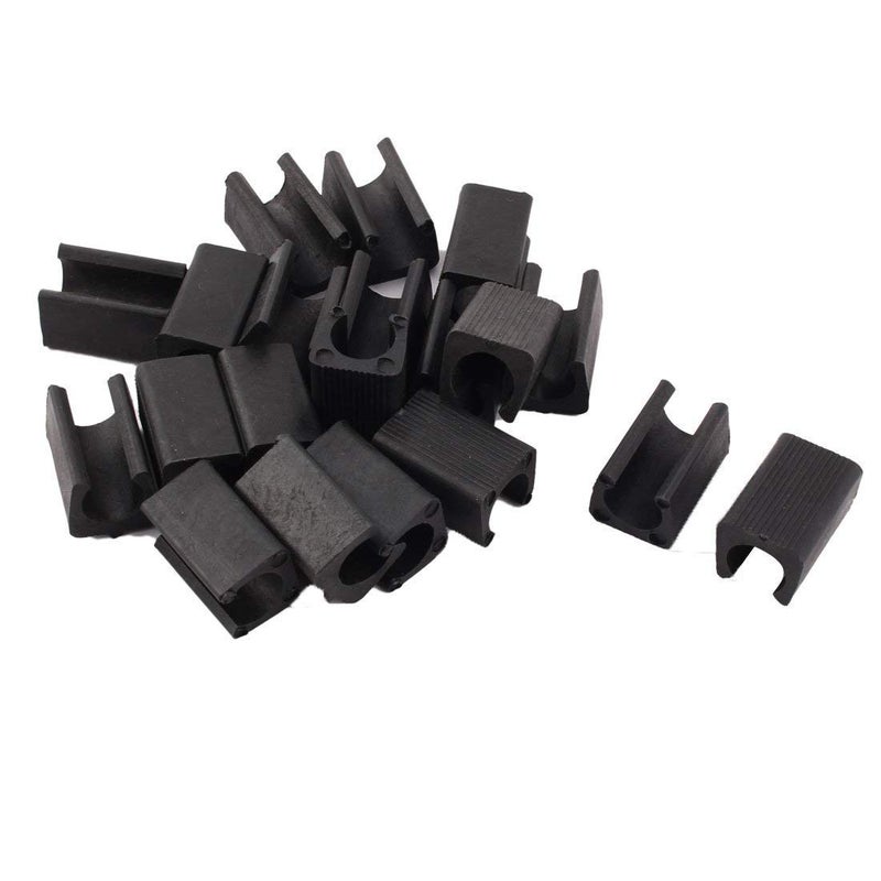 Xcoazipod RANIT 20Pcs Slot Width Max 12mm Chair Foot U Shaped Floor Glides Tubing Caps CoverFit Furniture Leg Dia 12mm Black