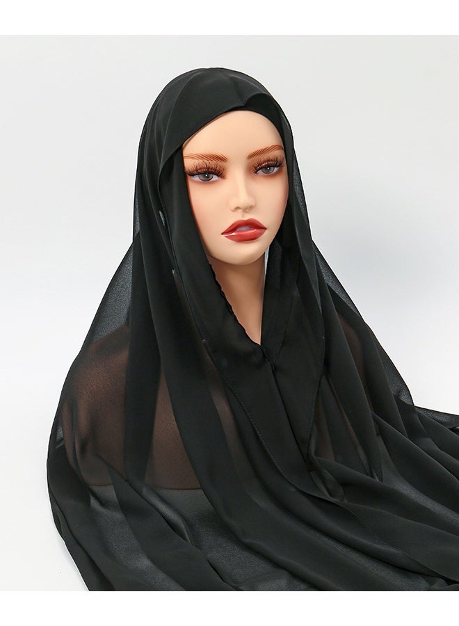 مجموعة حجاب شيفون فورية، وشاح حجاب مع مغناطيس مدمج وغطاء رأس مع غطاء نموذجي - Image 5