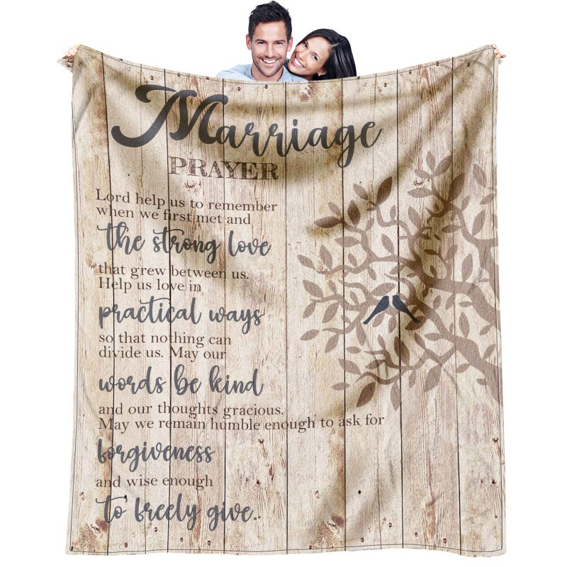 Dfaqehk Wedding Gifts for Couples 2026, Bridal Shower Gift for Bride to Be, Best Bride Gifts for Wedding Day, Unique Newlywed Gifts for Couples, Marriage Prayer Throw Blanket 60 x 50 Inch - Image 1