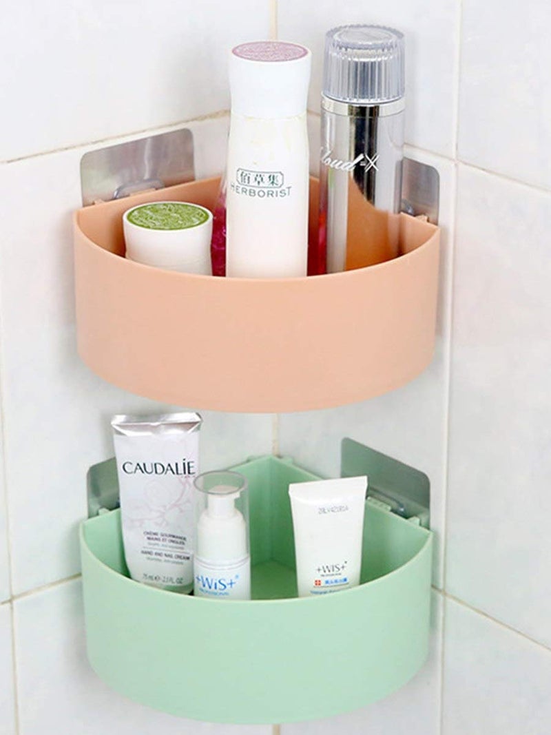 DITCAFOS Plastic Inter Design Bathroom Kitchen Organize Shelf Rack Shower Corner Caddy Basket with Wall Mounted Suction Cup (Multi Color) (1Pcs, Bathroom Triangle Shelves (19.7 x 19 x 6.9 cm)) - Image 1