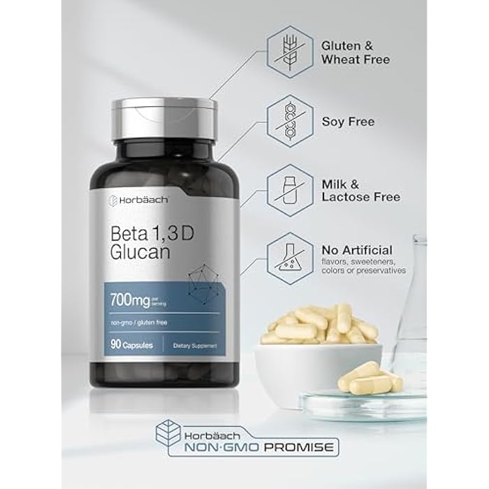 Horbäach Beta Glucan 1 3D 700 mg | 90 Capsules | Beta 1,3, 1,6 D Glucan | Non-GMO, Gluten Free Supplement - Image 5