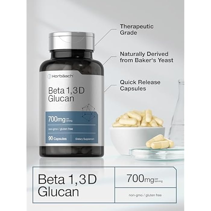 Horbäach Beta Glucan 1 3D 700 mg | 90 Capsules | Beta 1,3, 1,6 D Glucan | Non-GMO, Gluten Free Supplement - Image 4