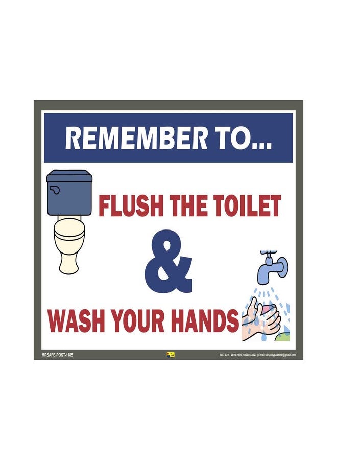 Mr. Safe - Remember to Flush the Toilet & Wash your Hands Poster in PVC Sticker A5 (6 inch X 8 inch) - Image 1