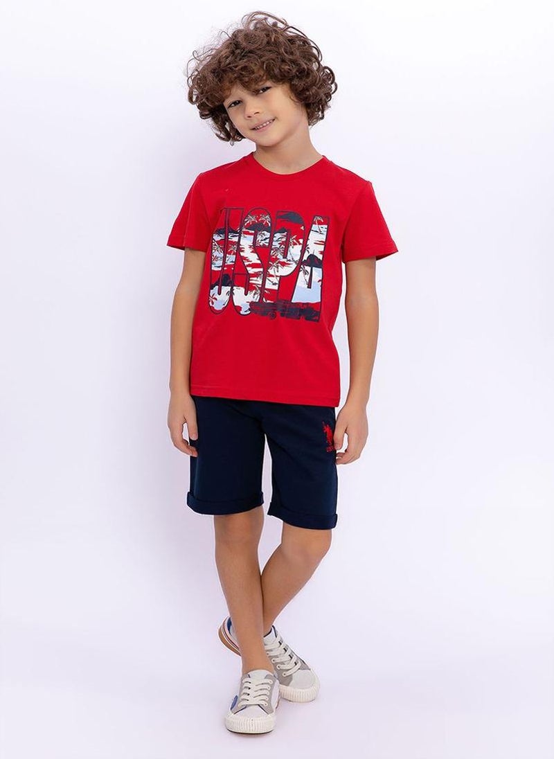 U.S. Polo Assn. U.S. Polo Assn. Boys Red Bermuda Set - Image 1
