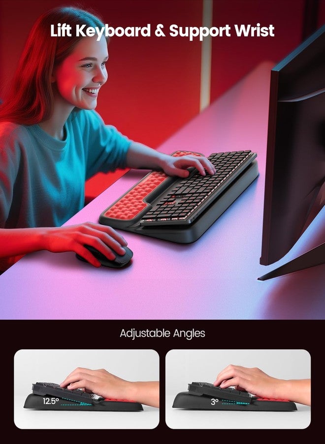 VAYDEER Wrist Rest Keyboard Black/Red for Gamers - Soft Memory Foam, Ergonomic, Non-Slip, For Professional E-Sports Tournaments - Image 4