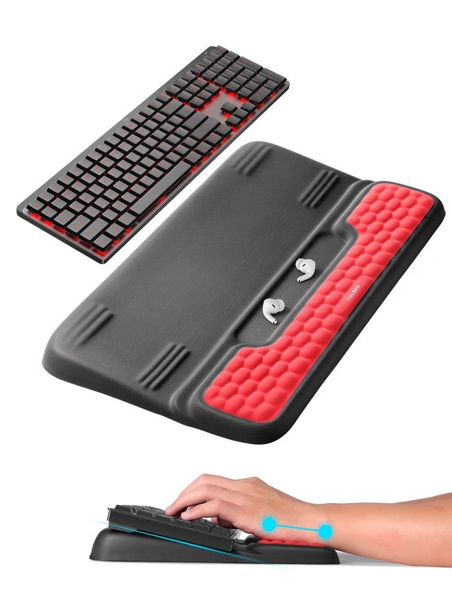 VAYDEER Wrist Rest Keyboard Black/Red for Gamers - Soft Memory Foam, Ergonomic, Non-Slip, For Professional E-Sports Tournaments - Image 1